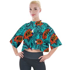 Flame Swirls Mock Neck T-shirt