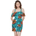 Flame Swirls Shoulder Frill Bodycon Summer Dress View3