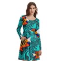 Flame Swirls Long Sleeve Knee Length Skater Dress With Pockets View2
