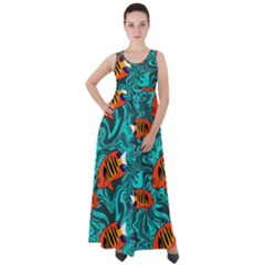 Flame Swirls Empire Waist Velour Maxi Dress