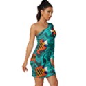 Flame Swirls Long Sleeve One Shoulder Mini Dress View3