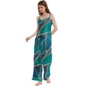 Aqua Batik, Abstract, Colorful Spaghetti Top Long Pants Satin Pajamas Set View2