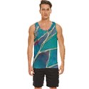 Aqua Batik, Abstract, Colorful Men s Wide Collar Tank Top View1
