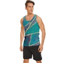 Aqua Batik, Abstract, Colorful Men s Wide Collar Tank Top View2