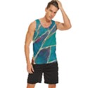 Aqua Batik, Abstract, Colorful Men s Wide Collar Tank Top View3