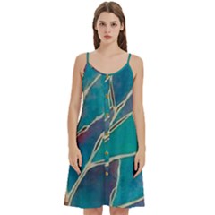 Aqua Batik, Abstract, Colorful Women s Spaghetti Strap Pullover Cami Dress