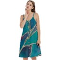 Aqua Batik, Abstract, Colorful Women s Spaghetti Strap Pullover Cami Dress View2