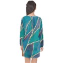 Aqua Batik, Abstract, Colorful Long Sleeve Chiffon Shift Dress  View2