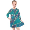 Aqua Batik, Abstract, Colorful Kids  Quarter Sleeve Shirt Dress View1