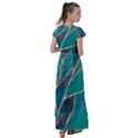 Aqua Batik, Abstract, Colorful Flutter Sleeve Maxi Dress View2