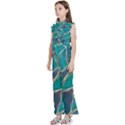 Aqua Batik, Abstract, Colorful Kids  Sleeveless Ruffle Edge Band Collar Chiffon One Piece View2