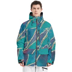 Aqua Batik, Abstract, Colorful Men s Multi Pockets Zip Ski And Snowboard Waterproof Breathable Jacket