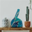 Aqua Batik, Abstract, Colorful Japanese Wrist Knot Bag View3