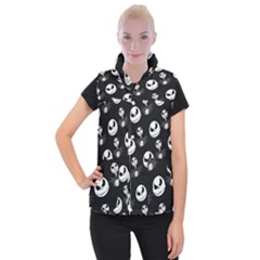 Jack Print, White, Before, Plain, Black, Simple, Christmas Women s Button Up Vest