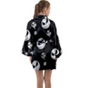 Jack Print, White, Before, Plain, Black, Simple, Christmas Long Sleeve Satin Kimono View2