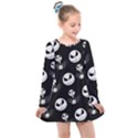 Jack Print, White, Before, Plain, Black, Simple, Christmas Kids  Long Sleeve Dress View1