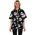 Jack Print, White, Before, Plain, Black, Simple, Christmas Women s Batwing Button Up Shirt View1