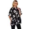 Jack Print, White, Before, Plain, Black, Simple, Christmas Women s Batwing Button Up Shirt View3