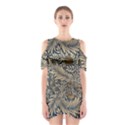 Brown Vintage Background Vintage Floral Pattern, Brown Shoulder Cutout One Piece Dress View1