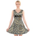 Brown Vintage Background Vintage Floral Pattern, Brown V-Neck Sleeveless Dress View1