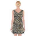 Brown Vintage Background Vintage Floral Pattern, Brown V-Neck Sleeveless Dress View2