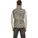 Brown Vintage Background Vintage Floral Pattern, Brown Men s High Neck Button Up Puffer Vest View4