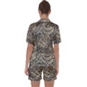 Brown Vintage Background Vintage Floral Pattern, Brown Satin Short Sleeve Pajamas Set View2