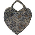 Brown Vintage Background Vintage Floral Pattern, Brown Giant Heart Shaped Tote View1