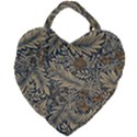 Brown Vintage Background Vintage Floral Pattern, Brown Giant Heart Shaped Tote View2