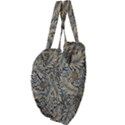 Brown Vintage Background Vintage Floral Pattern, Brown Giant Heart Shaped Tote View4