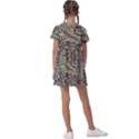 Brown Vintage Background Vintage Floral Pattern, Brown Kids  Asymmetric Collar Dress View2