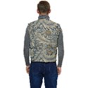 Brown Vintage Background Vintage Floral Pattern, Brown Men s Button Up Puffer Vest	 View4