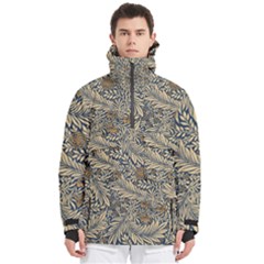 Brown Vintage Background Vintage Floral Pattern, Brown Men s Pullover Zip Ski And Snowboard Waterproof Breathable Jacket