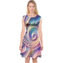 Abstract Fractal Art Swirl Pattern Capsleeve Midi Dress View1