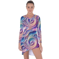 Abstract Fractal Art Swirl Pattern Asymmetric Cut-out Shift Dress