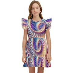 Abstract Fractal Art Swirl Pattern Kids  Winged Sleeve Dress