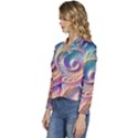 Abstract Fractal Art Swirl Pattern Women s Long Sleeve Revers Collar Cropped Jacket View2
