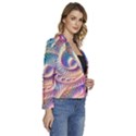 Abstract Fractal Art Swirl Pattern Women s Long Sleeve Revers Collar Cropped Jacket View3