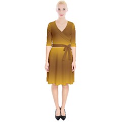 Amber Orange To Chocolate Brown Bilinear Gradient Wrap Up Cocktail Dress