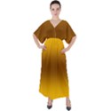 Amber Orange To Chocolate Brown Bilinear Gradient V-Neck Boho Style Maxi Dress View1