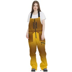 Amber Orange To Chocolate Brown Bilinear Gradient Women s Front Zip Ski And Snowboard Bib Pants