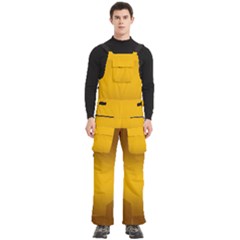 Chocolate Brown To Amber Orange Bilinear Gradient Men s Side Zip Front Pouch Ski And Snowboard Bib Pants	