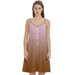 Pink Lace To Chocolate Brown Linear Gradient Women s Spaghetti Strap Pullover Cami Dress