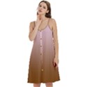 Pink Lace To Chocolate Brown Linear Gradient Women s Spaghetti Strap Pullover Cami Dress View2
