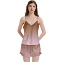 Chocolate Brown To Pink Lace Linear Gradient V-Neck Satin Loungewear Set View1