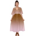 Chocolate Brown To Pink Lace Linear Gradient Kimono Sleeve Boho Dress View1