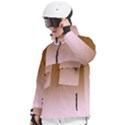 Chocolate Brown To Pink Lace Linear Gradient Men s Pullover Zip Ski and Snowboard Waterproof Breathable Jacket View2