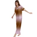 Pink Lace To Chocolate Brown Bilinear Gradient Short Sleeve Long Pants Satin Pajamas Set View2