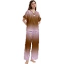 Pink Lace To Chocolate Brown Bilinear Gradient Short Sleeve Long Pants Satin Pajamas Set View3
