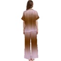 Pink Lace To Chocolate Brown Bilinear Gradient Short Sleeve Long Pants Satin Pajamas Set View4
